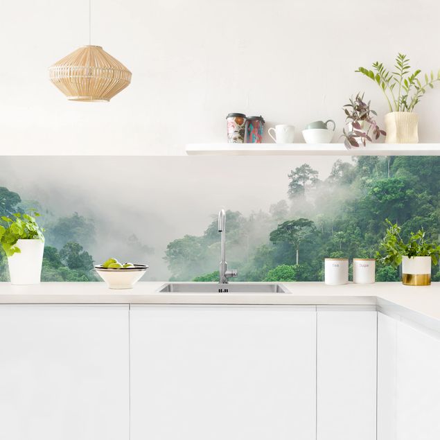Rivestimenti per cucina con paesaggio Giungla nella nebbia