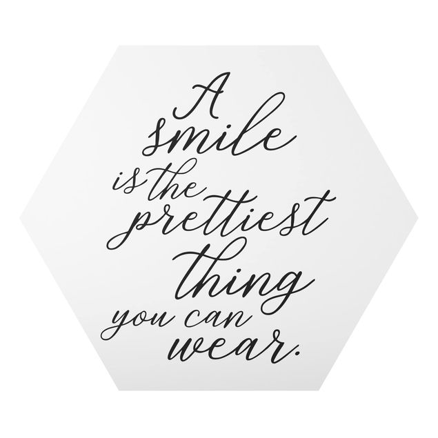 Esagono in Alluminio Dibond - Un sorriso è la più bella cosa Sans Serif