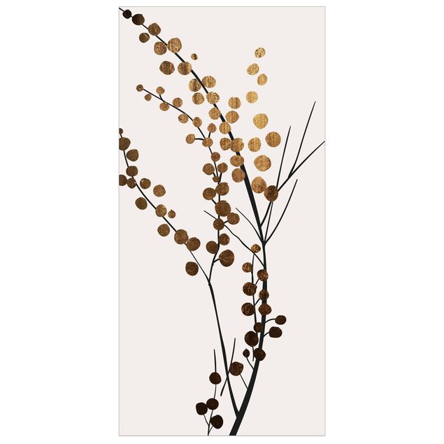 Tenda a pannello - Mondo vegetale grafico - Bacche in oro - 250x120cm