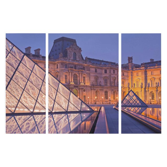 Quadro città Louvre Parigi di notte