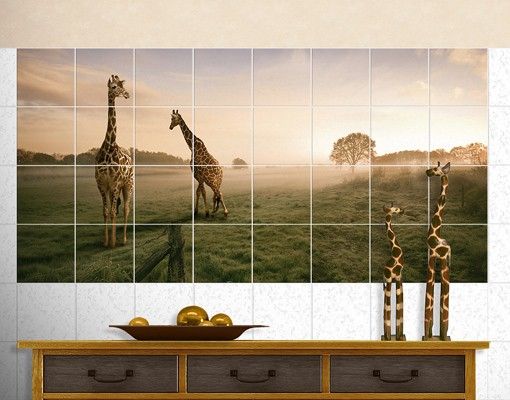 Adesivi per piastrelle con architettura e skylines Giraffe surreali