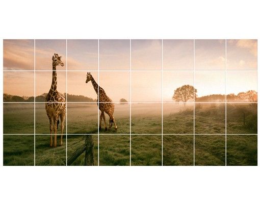 Adesivi per piastrelle con paesaggio Giraffe surreali