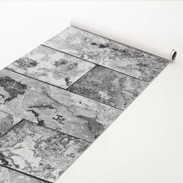 Pellicole adesive per mobili grigie Muro di pietra in marmo naturale grigio