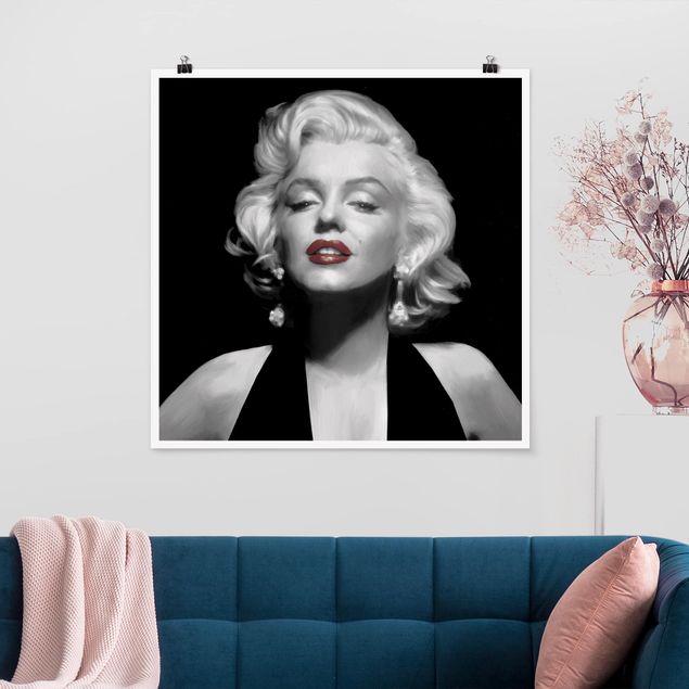 Poster retro style Marilyn con le labbra rosse