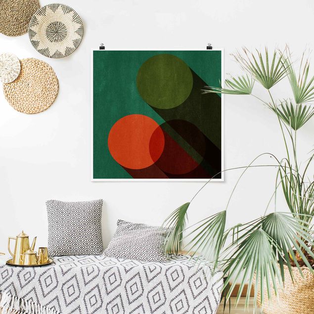 Riproduzione quadri famosi Forme astratte - Cerchi in verde e rosso