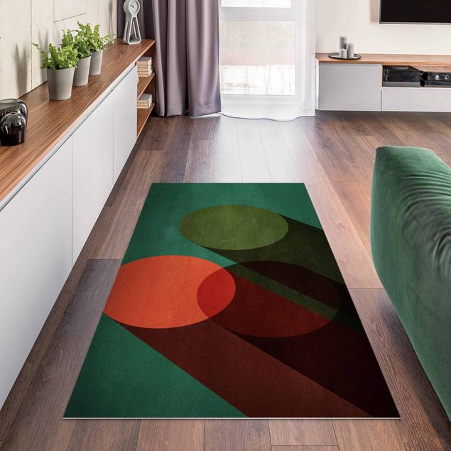 tappeto ingresso esterno Forme astratte - Cerchi in verde e rosso