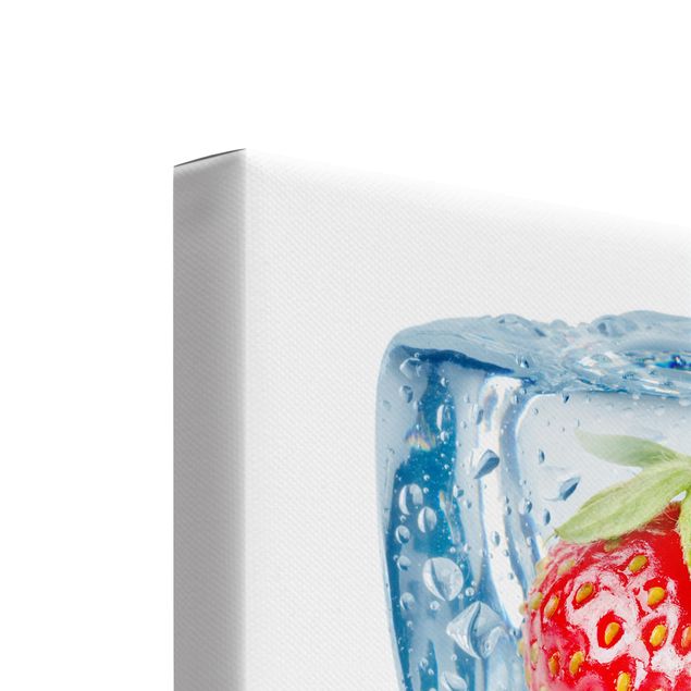 Stampa su tela 2 parti - Strawberry and melon in the ice cube - Quadrato 1:1