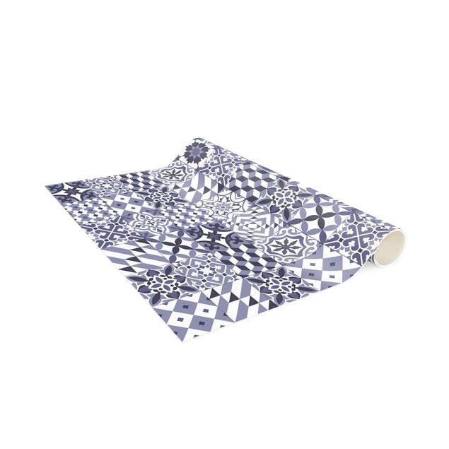tappeto design moderno Mix di piastrelle geometriche viola