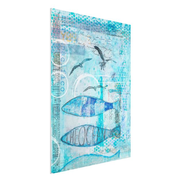 Quadri pesci Collage colorato - Pesce blu
