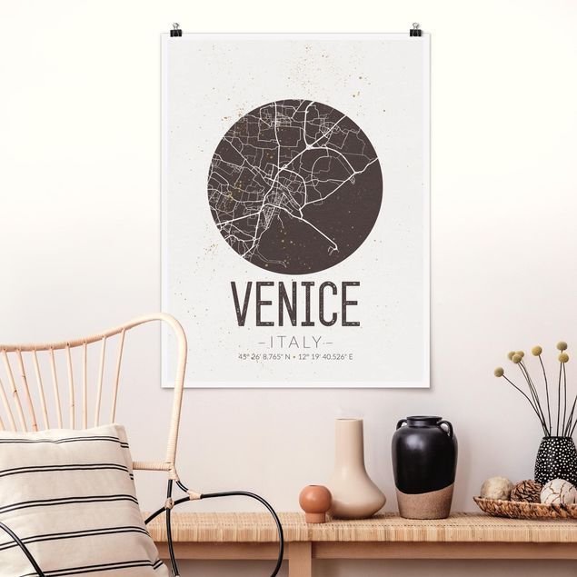 Quadro moderno Mappa di Venezia - Retrò