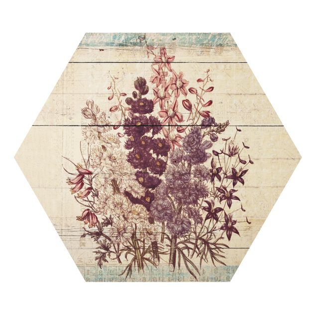 Quadro esagonale Struzzo botanico vintage