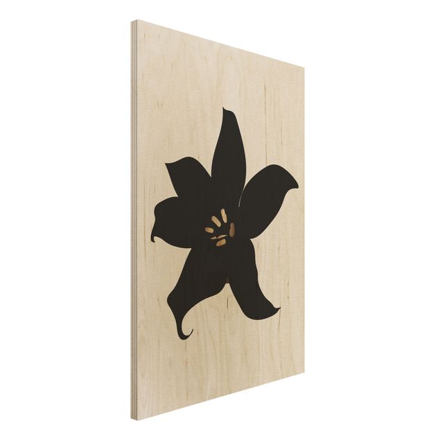Quadri in legno con fiori Mondo vegetale grafico - Orchidea nera e oro