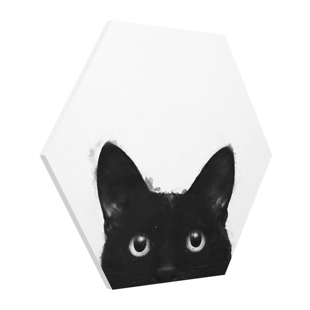 Riproduzione quadri famosi Illustrazione - Gatto nero su pittura bianca