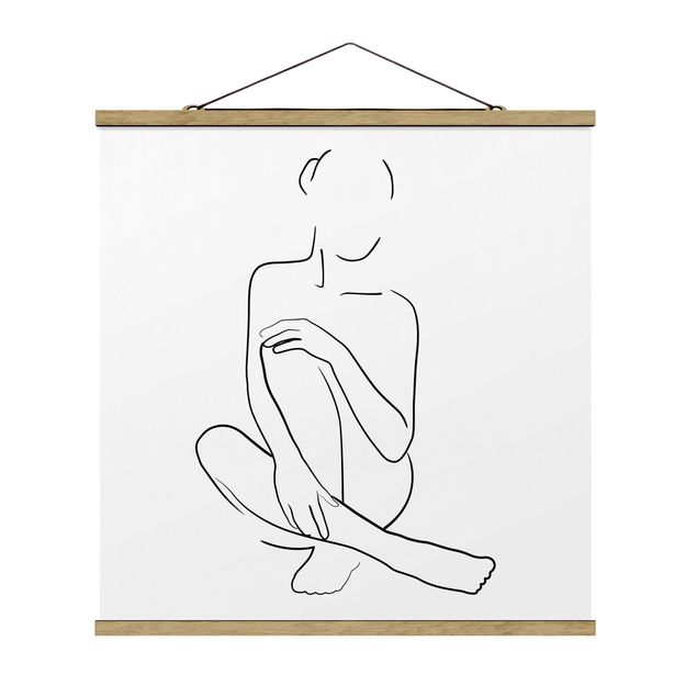 Quadro astratto Line Art - Donna seduta Bianco e Nero