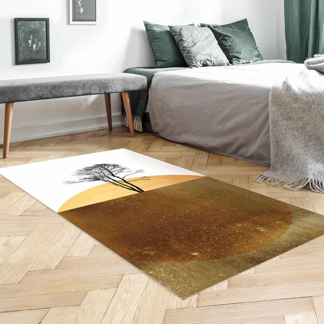 tappeto moderno Sole d'oro con albero