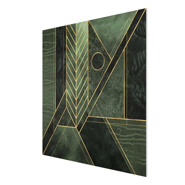 Riproduzione quadri famosi Forme geometriche oro smeraldo