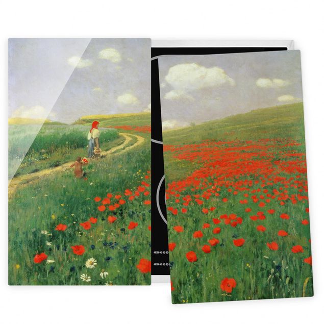 Stampe quadri famosi Pál Szinyei-Merse - Paesaggio estivo con papavero in fiore