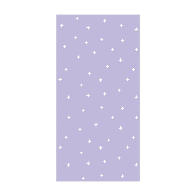 tappeto bagno viola Croci bianche disegnate su sfondo lilla