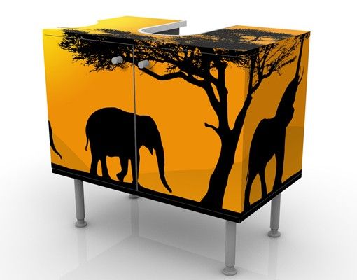 Mobili sottolavabo gialli Elefante africano a piedi