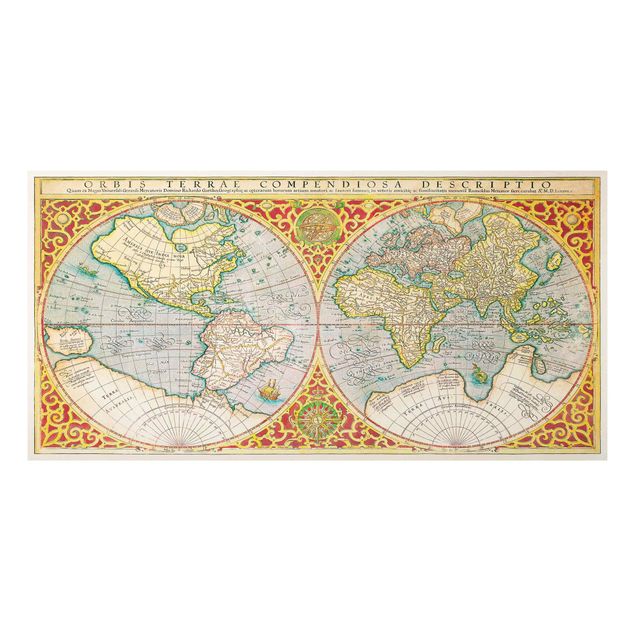 Quadri mappamondo Mappa storica del mondo Orbis Descriptio Terrare Compendiosa