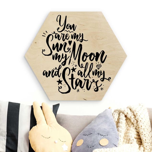 Quadri in legno con citazioni You Are My Sun, My Moon And All My Stars