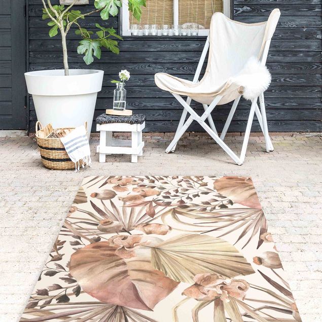 tappeto moderno Foglie di palma beige