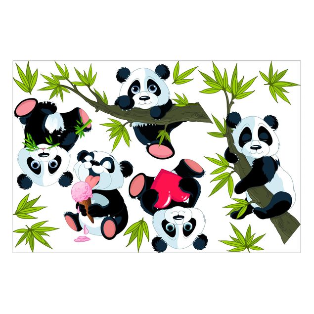 Adesivi per vetri con animali Panda e cuore Set
