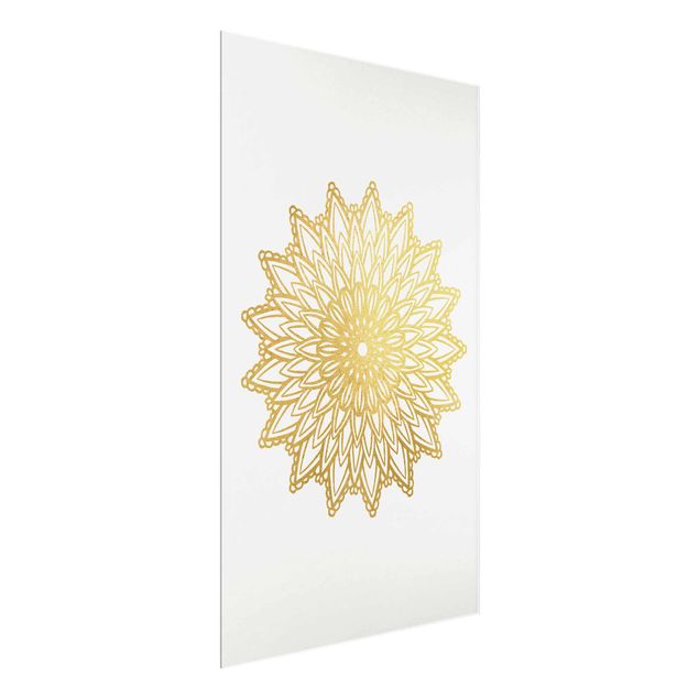 Quadri stampe Mandala Sole Illustrazione Oro Bianco
