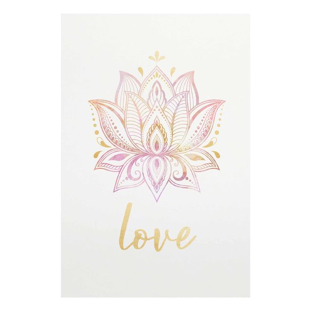 Glas Magnettafel Illustrazione di loto - Amore Oro Rosa Chiaro