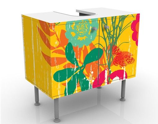 Mobile sottolavabo - Giardino Grunge - Mobile bagno colorato con fiori