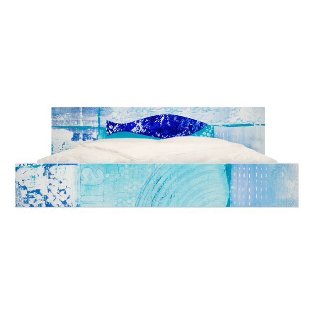 Pellicole adesive per mobili letto Malm IKEA Pesce nel blu