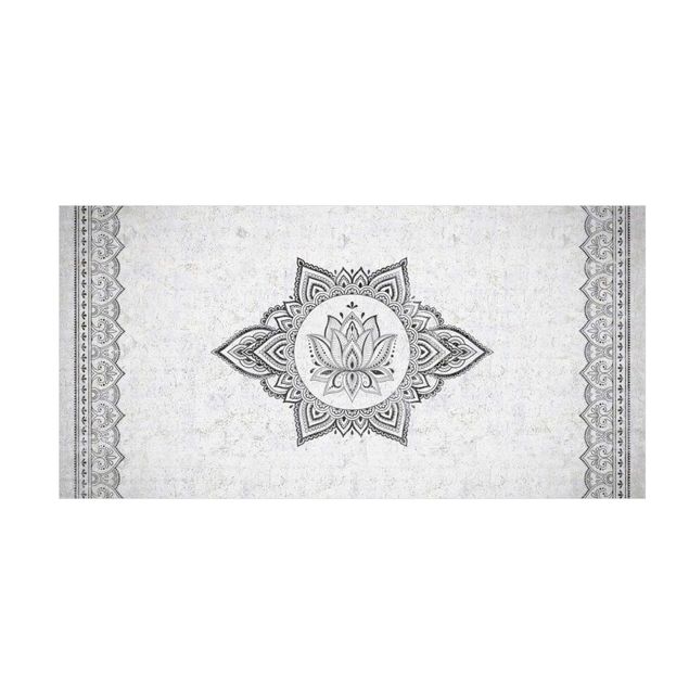 tappeto moderno grigio Mandala Loto aspetto cemento