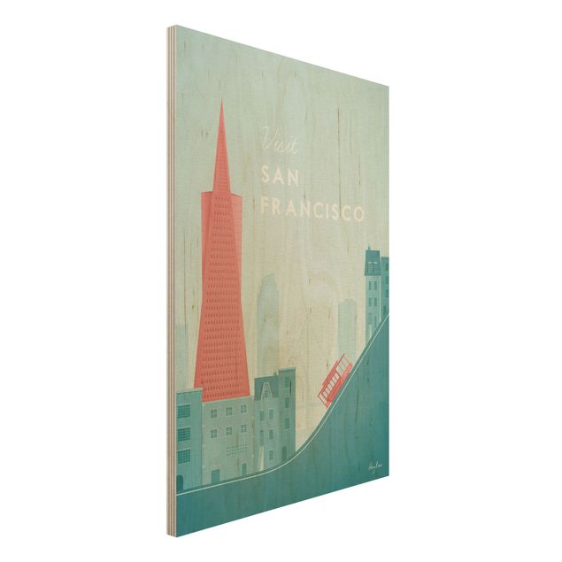 Quadri in legno con architettura e skylines Poster di viaggio - San Francisco