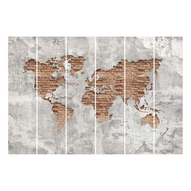 Tessili casa Mappa del mondo in mattoni e cemento shabby