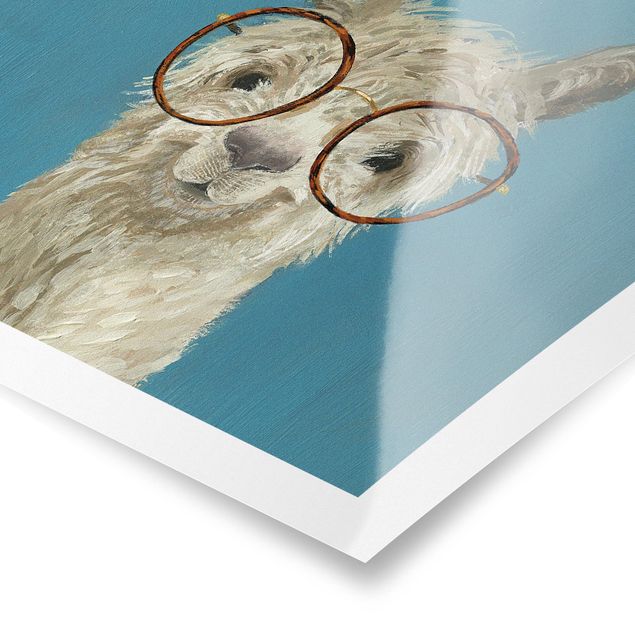 Quadro moderno blu Lama con occhiali I