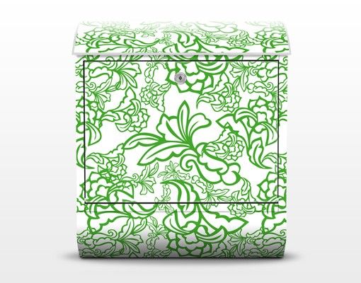 Cassetta della posta verde Motivo con tendrillari orientali