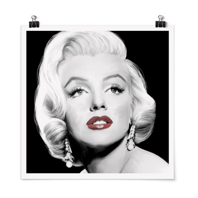 Quadri in bianco e nero Marilyn con gli orecchini