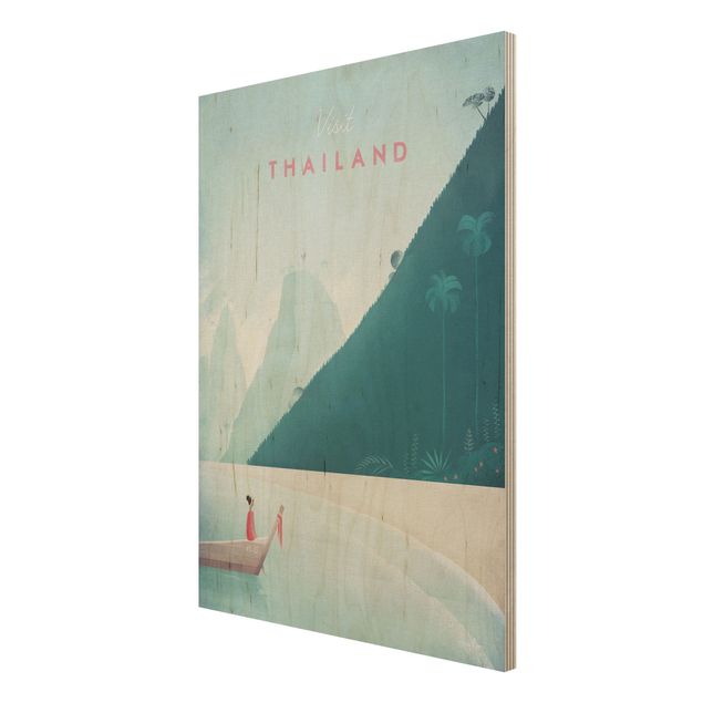 Quadri legno vintage Poster di viaggio - Thailandia