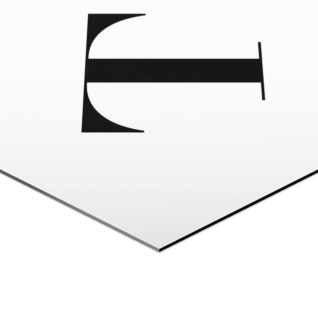 Esagono in Alluminio Dibond - Lettera Serif White U