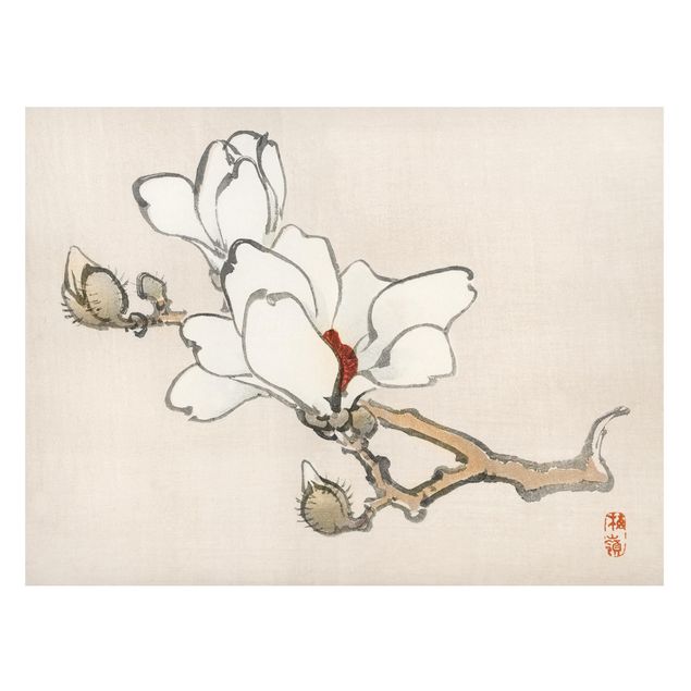 Quadri fiori Disegno vintage asiatico Magnolia bianca
