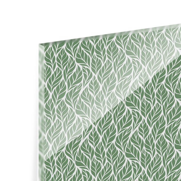 Paraschizzi in vetro - Trama naturale di grandi foglie verde - Formato orizzontale 2:1
