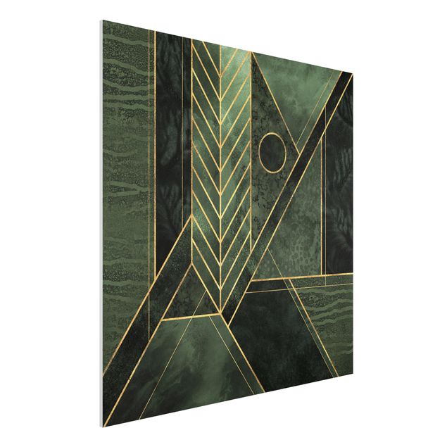 Quadri astratti Forme geometriche oro smeraldo
