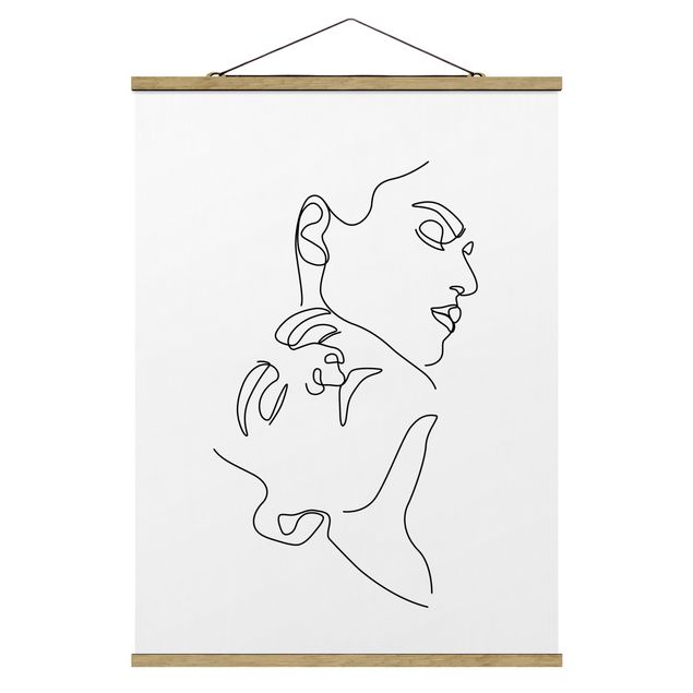 Quadro astratto Line Art - Volti di donna Bianco