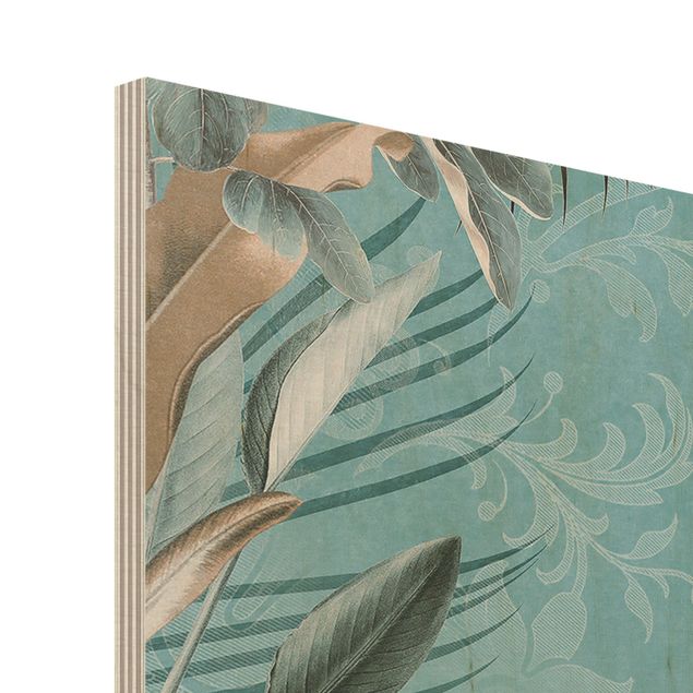 Stampe su legno Collage vintage - Uccelli del paradiso