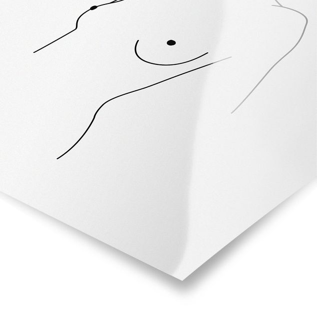 Poster in bianco e nero Line Art - Nudo Busto Donna Bianco e Nero