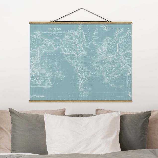 Quadri moderni   Mappa del mondo in blu ghiaccio