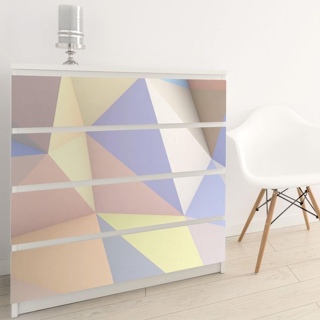 Pellicole adesive per mobili con disegni Triangoli geometrici pastello in 3D