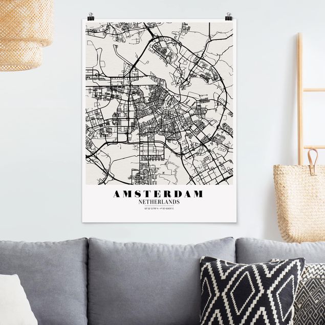 Quadri moderni   Mappa della città di Amsterdam - Classica