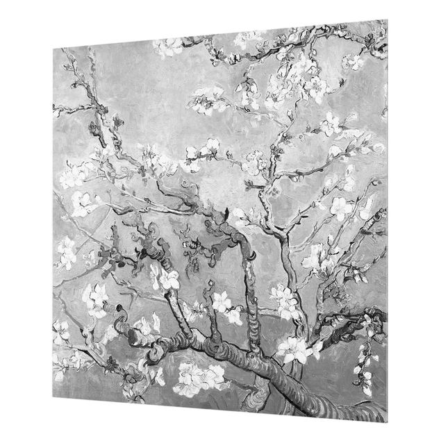 Stile di pittura Vincent Van Gogh - Mandorlo in fiore in bianco e nero