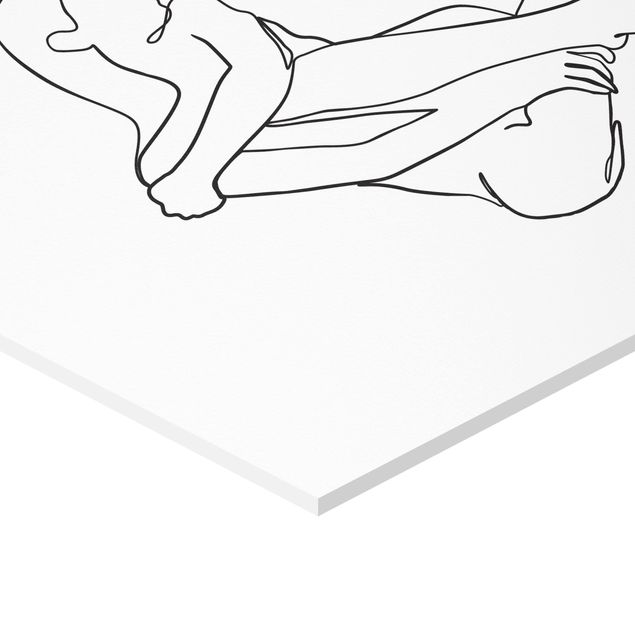 Quadri esagonali Line Art - Donna Nuda Bianco e Nero